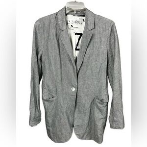 ZHRILL Women's Linen Blend Striped One Button Lagenlook Blazer- Size Small‎
